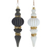 Glass Black & White Icicle Ornaments, 2 Assorted
