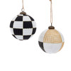 100MM Glass Black, White & Gold Ball Ornaments, 2 Assorted