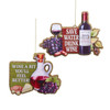 Flatback Wine With Sayings Ornaments, 2 Assorted 