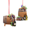 Wine Barrel With Bottle Ornaments, 2 Assorted