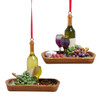 Wine With Tray Ornaments, 2 Assorted 