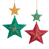 Red, Green & Gold Star With Dangle Ornaments, 2 Assorted