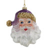 Glass Purple & Gold Santa Head Ornament
