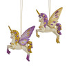 Purple & Gold Unicorn Ornaments, 2 Assorted