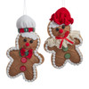 Plush Gingerbread Ornaments, 2 Assorted