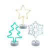 11.8" Battery Operated USB Lighted Christmas Tree, Star & Snowman Neon Table Pieces, 3 Assorted 
