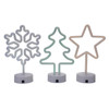 11.8" Battery Operated USB Lighted Christmas Tree, Star & Snowman Neon Table Pieces, 3 Assorted 