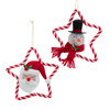 Candy Cane Santa & Snowman With Star Ornaments, 2 Assorted