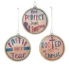 100MM Glass Disc  With Faith Saying Ornaments, 3 Assorted 