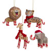 Candy Cane Zoo Animal Ornaments, 4 Assorted