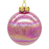 80MM Glass Pink Inside Glitter Ball Ornament