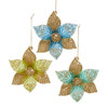 Blue & Green Flower Ornaments, 2 Assorted