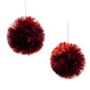 Red Tinsel Ball Ornament Set, 2-Pieces