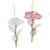 Pink & White Flower Ornaments, 2 Assorted