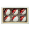 80MM Glass Red & White With White Glitter Design Ball Ornament Set , 6-Pieces