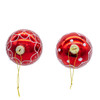 80MM Glass Red & White With White Glitter Design Ball Ornament Set , 6-Pieces