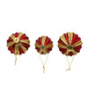 80MM Glass Red With Gold Glitter Stripe Ball, Finial & Drop Ornaments, 3 Assorted