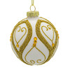 80MM Glass White Balls With Silver & Gold Beads & Gems Ornament Set, 6-Pieces