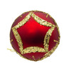 80MM Glass Red With Gold Glitter Design Ball Ornament Set, 6-Pieces