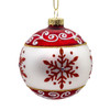 80MM Glass Red & White Glitter Snowflake Ball Ornament Set, 6-Pieces