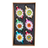 88MM Glass Multicolor Reflector With White Glitter  Drop Ornament Set, 6-Pieces