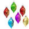88MM Glass Multicolor Reflector With Gold Glitter Drop Ornament Set, 6-Pieces