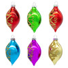 88MM Glass Multicolor Reflector With Gold Glitter Drop Ornament Set, 6-Pieces