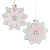 Pink & Green Poinsettia Ornaments, 2 Assorted