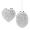 Silver Bedazzled Oval & Heart Ornaments, 2 Assorted