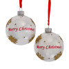 Glass Pearlized White With Teddy Bear Decal Ball Ornaments, 2 Assorted