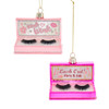 Glass Pink False Eyelashes Ornaments, 2 assorted