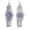 Glass Silver & White Watch Ornaments, 2 Assorted