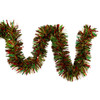 6' Red, Green & Gold Laser Mixed Tinsel Garland