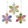 Iridescent Dimensional Snowflake Ornaments, 3 Assorted