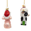 Noble Gems™ Glass Cow & Pig With Santa Hat Ornaments, 2 Assorted