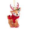 Noble Gems™ Glass Reindeer With Shiny Bow & Candy Cane Antlers Ornament