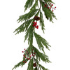 6' Pine Needle With Red Berris & Pinecones Garland