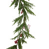 6' Pine Needle With Red Berris & Pinecones Garland