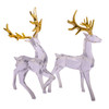 Crystal Deer With Gold Antlers Table Pieces, 2 Assorted