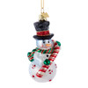 Noble Gems™ Glass Snowman With Candy Cane Ornament