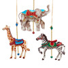 Elephant, Giraffe & Zebra Ornaments, 3 Assorted