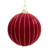 90MM Flocked Burgundy With Gold Details Ball Ornament