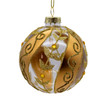 80MM Glass Transparent Ball With Gold Stripe & Glittered Ivy Leaves Ball Ornament