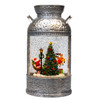 10" LED Sleigh With Santa, Deer & Tree With Spinning Glitter Kettle Water Lantern 
