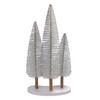 12-16" White Miniature Trees With Silver Glitter Table Piece
