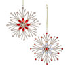 Gold Snowflake With Red & Silver Gem Ornaments, 2 Assorted
