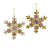 Gold Snowflake With Purple Gem Ornaments, 2 Assorted