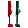 22" Red & Green Flocked Nutcracker With Tree, 2 Assorted
