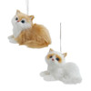 Furry Orange & White Cat Ornaments, 2 Assorted