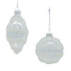 880MM Glass Clear Ball & Drop With White Swivel Stripes Ornaments, 2 Assorted